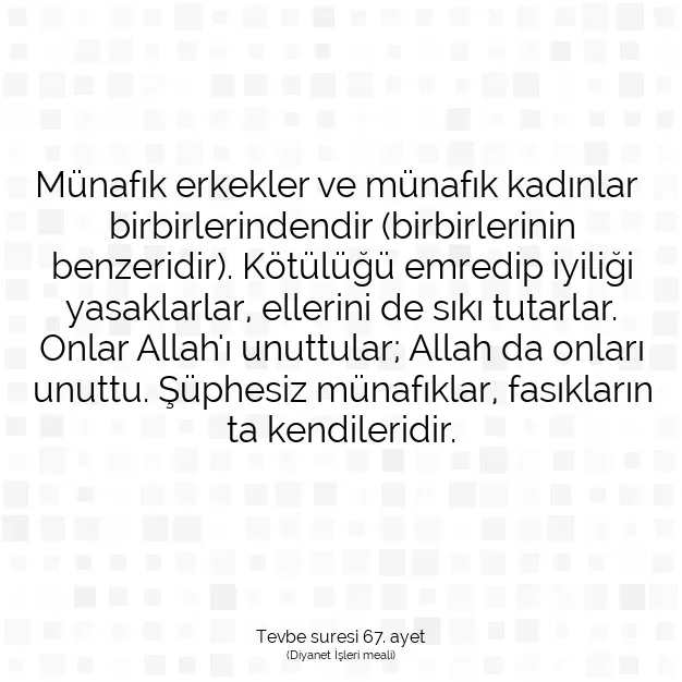 Ayetbul | Kuran Mealleri | Quran | Tevbe suresi 67. ayet