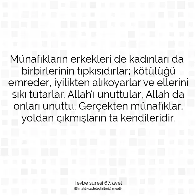 Ayetbul | Kuran Mealleri | Quran | Tevbe suresi 67. ayet