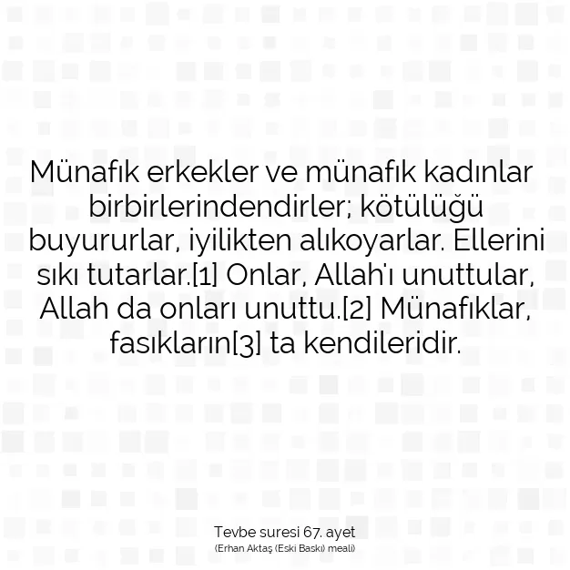 Ayetbul | Kuran Mealleri | Quran | Tevbe suresi 67. ayet