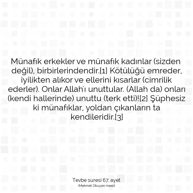 Ayetbul | Kuran Mealleri | Quran | Tevbe suresi 67. ayet