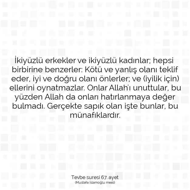 Ayetbul | Kuran Mealleri | Quran | Tevbe suresi 67. ayet