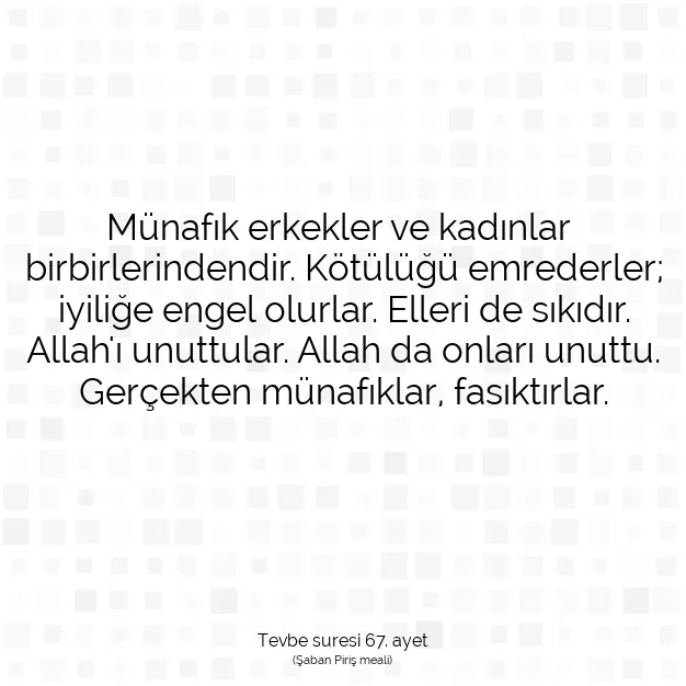 Ayetbul | Kuran Mealleri | Quran | Tevbe suresi 67. ayet