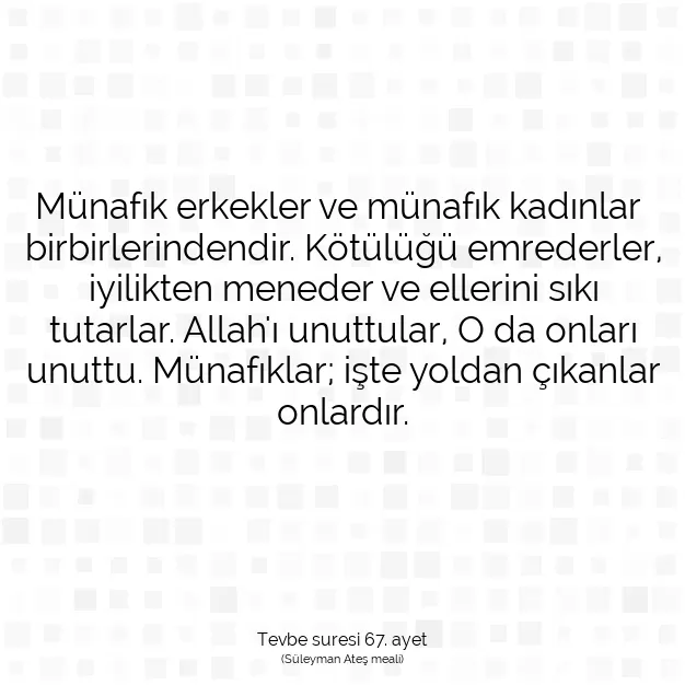 Ayetbul | Kuran Mealleri | Quran | Tevbe suresi 67. ayet