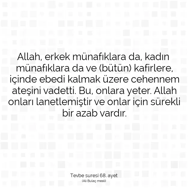 Ayetbul | Kuran Mealleri | Quran | Tevbe suresi 68. ayet