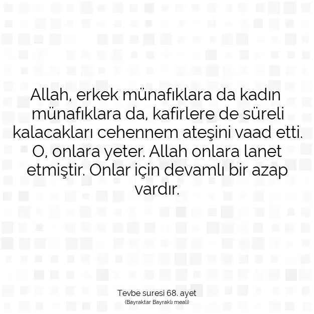 Ayetbul | Kuran Mealleri | Quran | Tevbe suresi 68. ayet