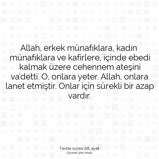 Ayetbul | Kuran Mealleri | Quran | Tevbe suresi 68. ayet