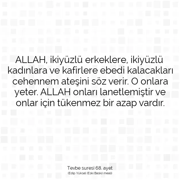 Ayetbul | Kuran Mealleri | Quran | Tevbe suresi 68. ayet