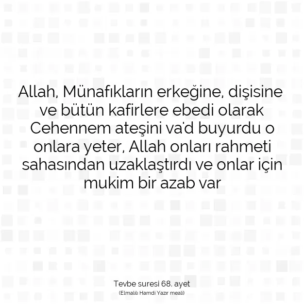 Ayetbul | Kuran Mealleri | Quran | Tevbe suresi 68. ayet