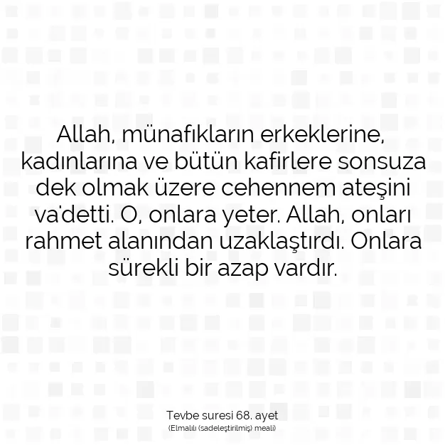 Ayetbul | Kuran Mealleri | Quran | Tevbe suresi 68. ayet