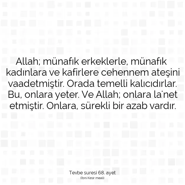 Ayetbul | Kuran Mealleri | Quran | Tevbe suresi 68. ayet