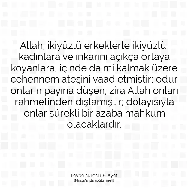 Ayetbul | Kuran Mealleri | Quran | Tevbe suresi 68. ayet