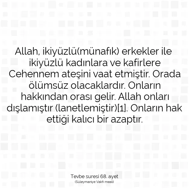 Ayetbul | Kuran Mealleri | Quran | Tevbe suresi 68. ayet