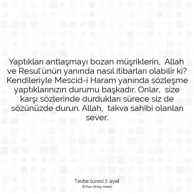 Ayetbul | Kuran Mealleri | Quran | Tevbe suresi 7. ayet