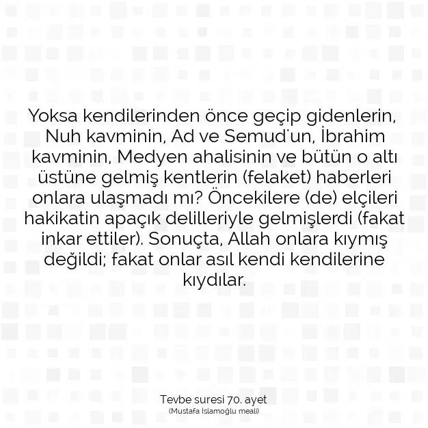 Ayetbul | Kuran Mealleri | Quran | Tevbe suresi 70. ayet