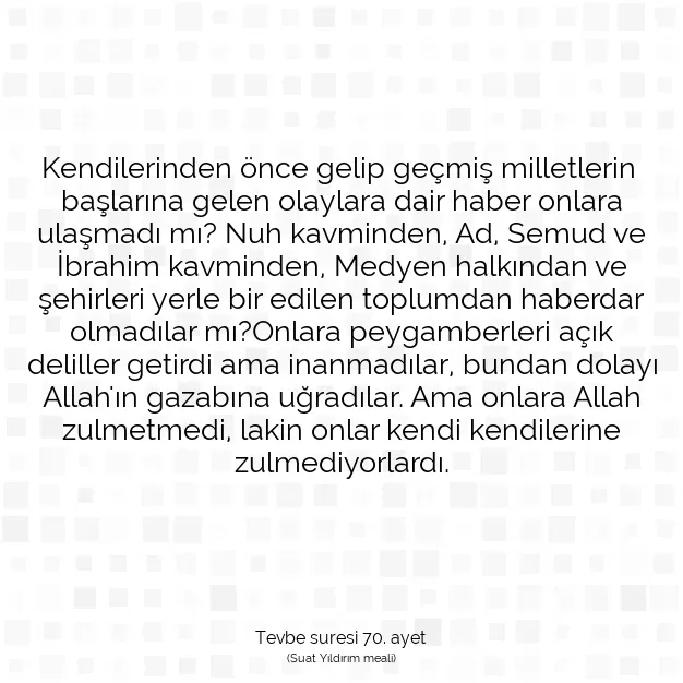 Ayetbul | Kuran Mealleri | Quran | Tevbe suresi 70. ayet