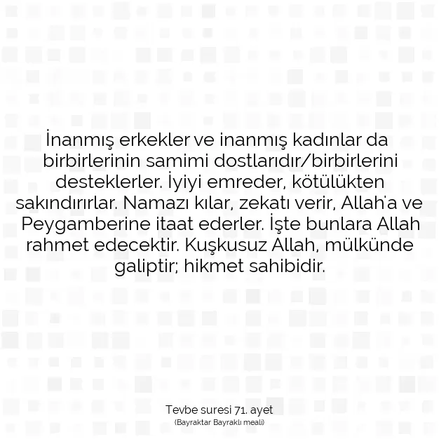 Ayetbul | Kuran Mealleri | Quran | Tevbe suresi 71. ayet