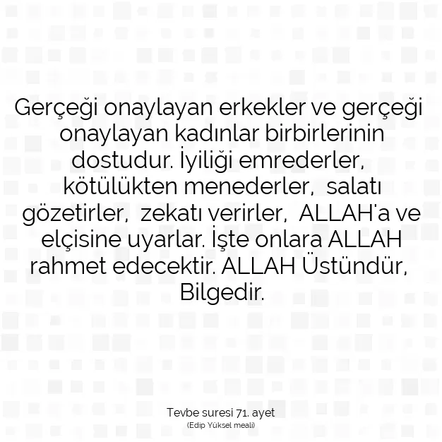 Ayetbul | Kuran Mealleri | Quran | Tevbe suresi 71. ayet