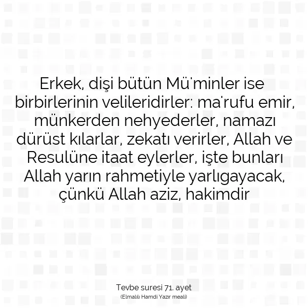 Ayetbul | Kuran Mealleri | Quran | Tevbe suresi 71. ayet