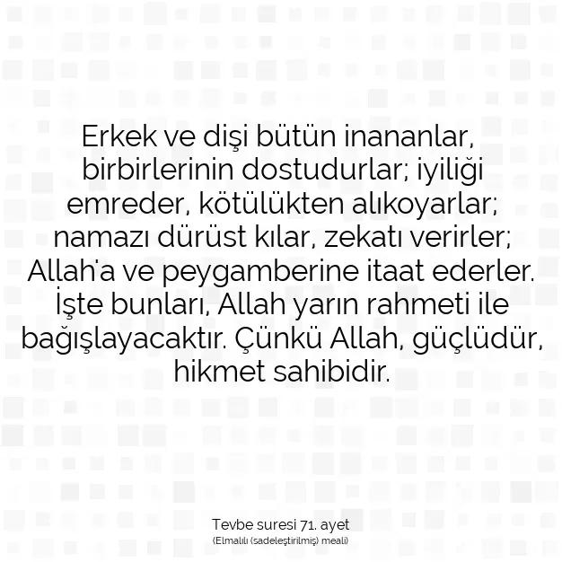 Ayetbul | Kuran Mealleri | Quran | Tevbe suresi 71. ayet