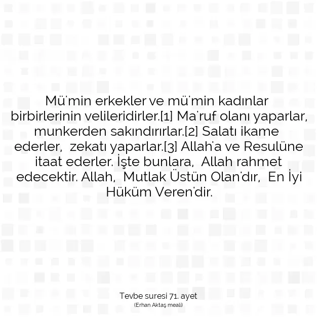 Ayetbul | Kuran Mealleri | Quran | Tevbe suresi 71. ayet