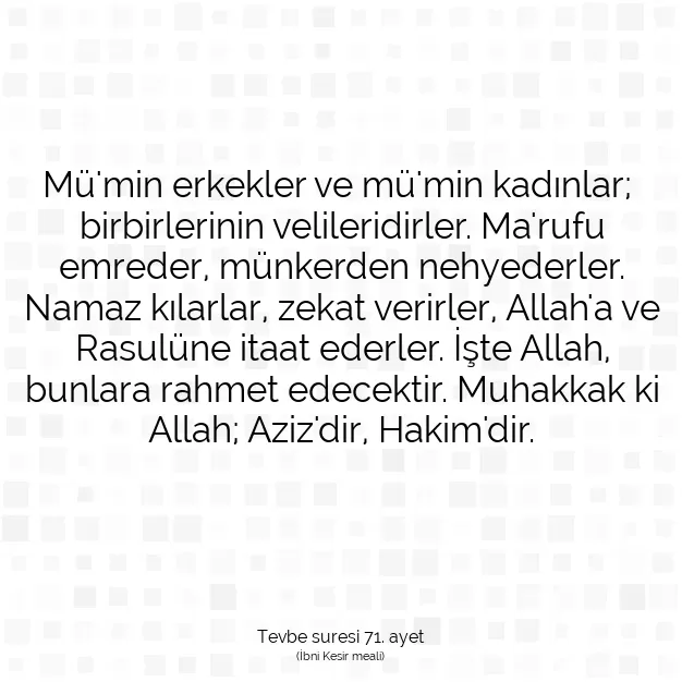 Ayetbul | Kuran Mealleri | Quran | Tevbe suresi 71. ayet