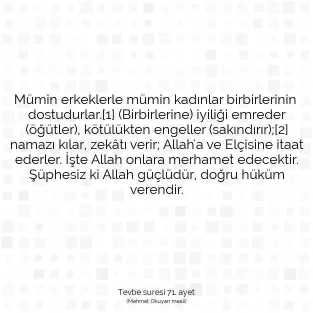 Ayetbul | Kuran Mealleri | Quran | Tevbe suresi 71. ayet