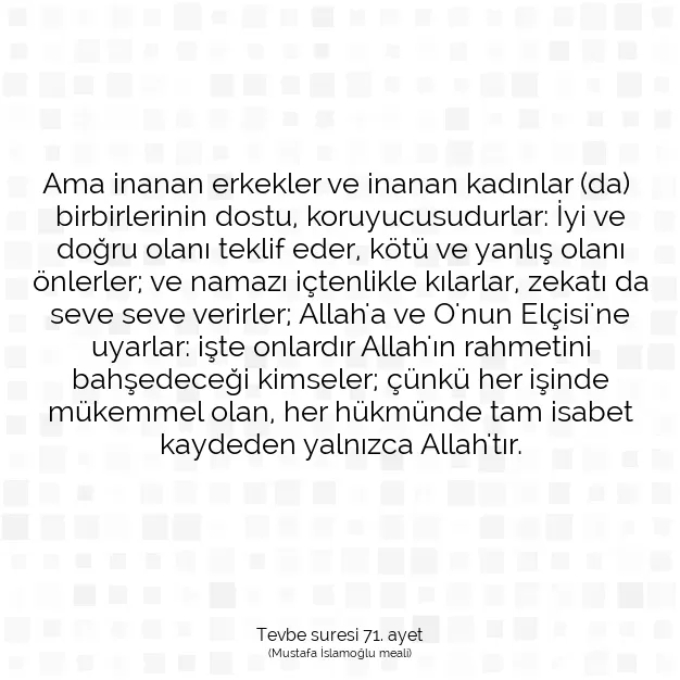 Ayetbul | Kuran Mealleri | Quran | Tevbe suresi 71. ayet