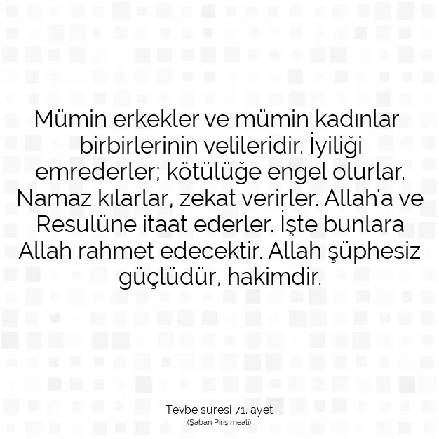 Ayetbul | Kuran Mealleri | Quran | Tevbe suresi 71. ayet