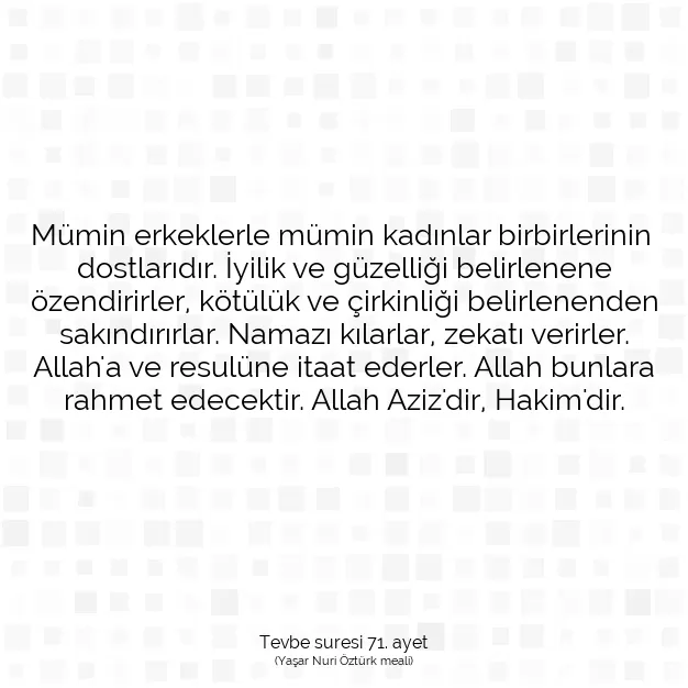 Ayetbul | Kuran Mealleri | Quran | Tevbe suresi 71. ayet