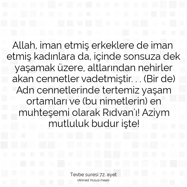 Ayetbul | Kuran Mealleri | Quran | Tevbe suresi 72. ayet