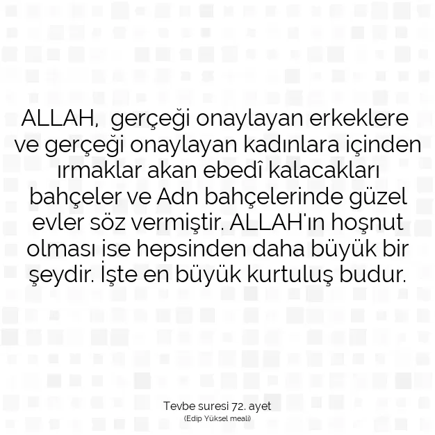 Ayetbul | Kuran Mealleri | Quran | Tevbe suresi 72. ayet