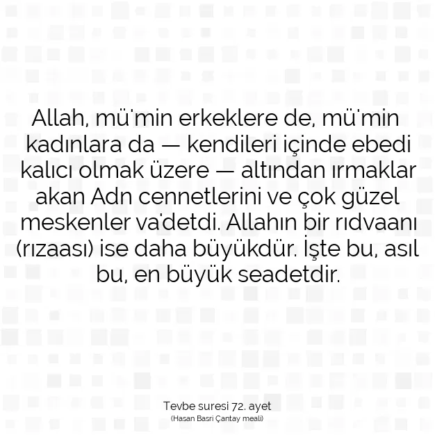 Ayetbul | Kuran Mealleri | Quran | Tevbe suresi 72. ayet