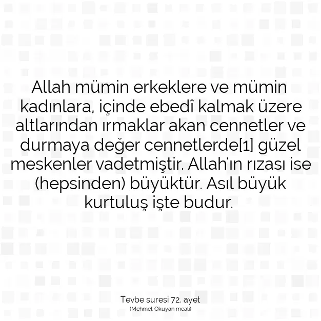 Ayetbul | Kuran Mealleri | Quran | Tevbe suresi 72. ayet