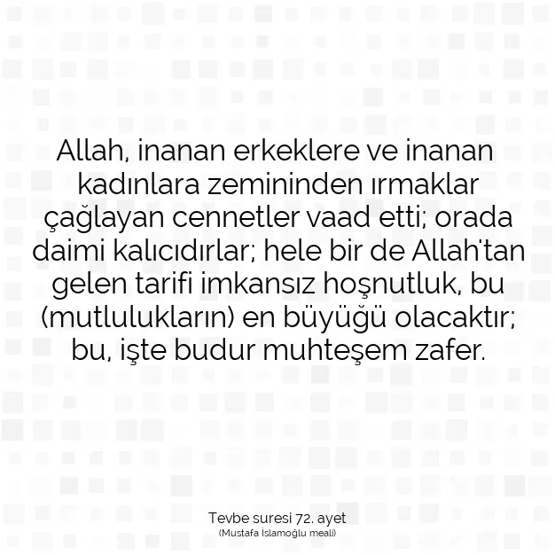 Ayetbul | Kuran Mealleri | Quran | Tevbe suresi 72. ayet