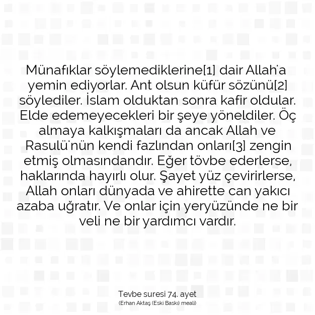 Ayetbul | Kuran Mealleri | Quran | Tevbe suresi 74. ayet