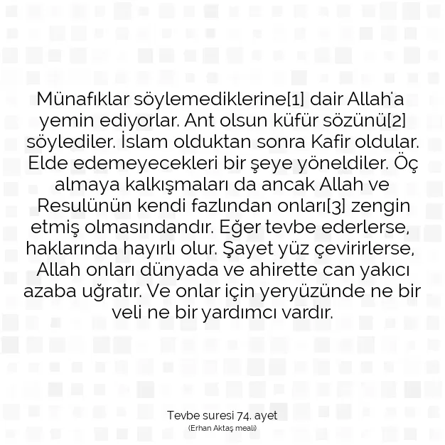 Ayetbul | Kuran Mealleri | Quran | Tevbe suresi 74. ayet