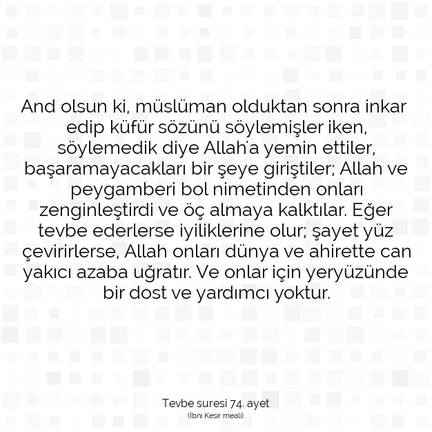 Ayetbul | Kuran Mealleri | Quran | Tevbe suresi 74. ayet