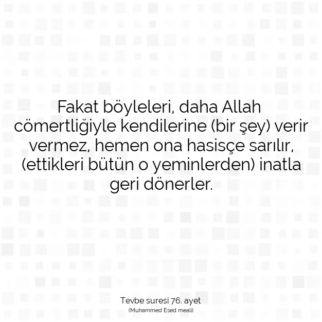 Ayetbul | Kuran Mealleri | Quran | Tevbe suresi 76. ayet