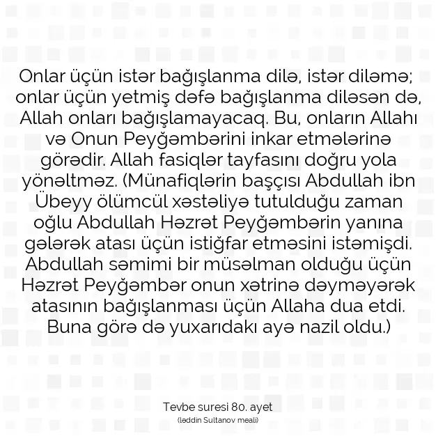 Ayetbul | Kuran Mealleri | Quran | Tevbe suresi 80. ayet