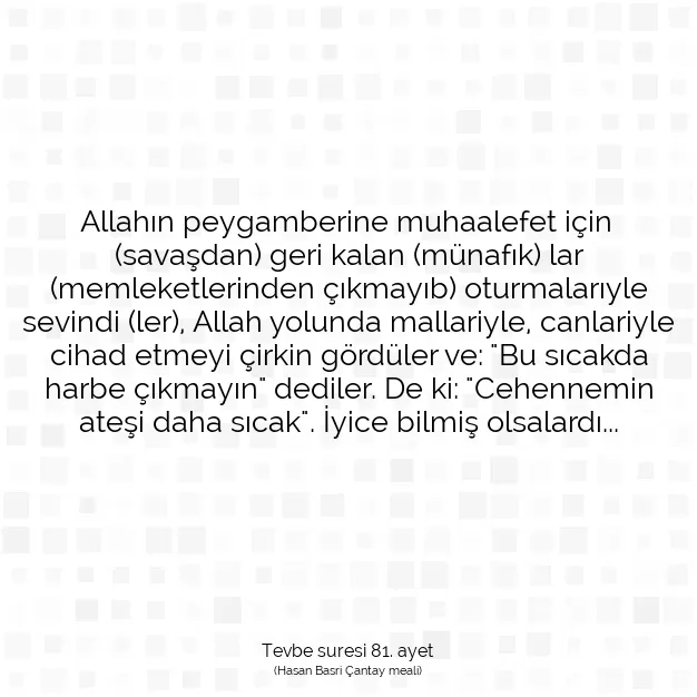 Ayetbul | Kuran Mealleri | Quran | Tevbe suresi 81. ayet