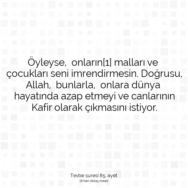 Ayetbul | Kuran Mealleri | Quran | Tevbe suresi 85. ayet