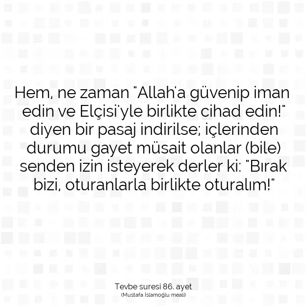 Ayetbul | Kuran Mealleri | Quran | Tevbe suresi 86. ayet