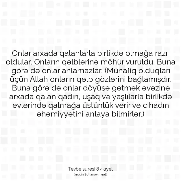 Ayetbul | Kuran Mealleri | Quran | Tevbe suresi 87. ayet