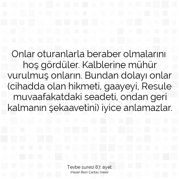 Ayetbul | Kuran Mealleri | Quran | Tevbe suresi 87. ayet