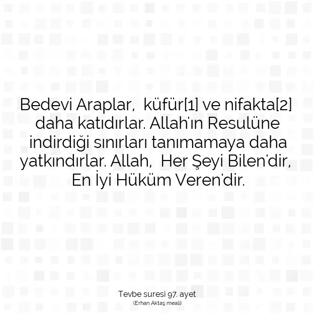 Ayetbul | Kuran Mealleri | Quran | Tevbe suresi 97. ayet