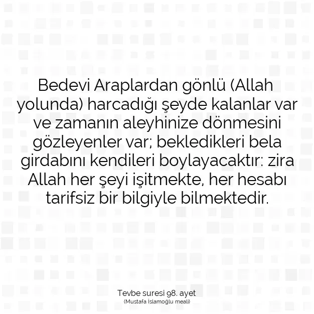 Ayetbul | Kuran Mealleri | Quran | Tevbe suresi 98. ayet