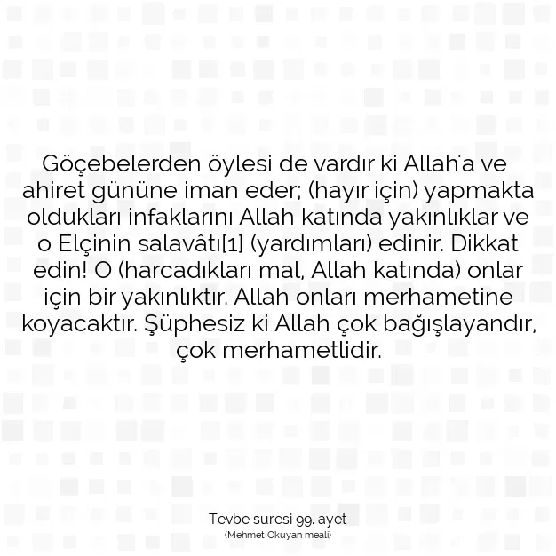 Ayetbul | Kuran Mealleri | Quran | Tevbe suresi 99. ayet