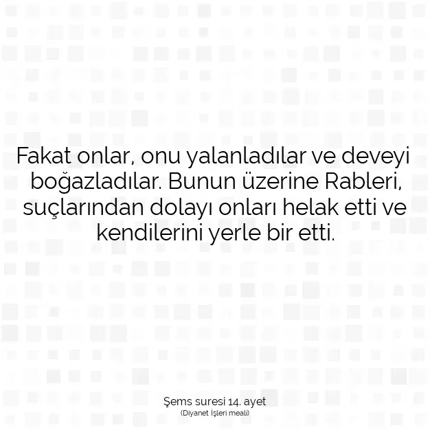 Ayetbul | Kuran Mealleri | Quran | Şems suresi 14. ayet