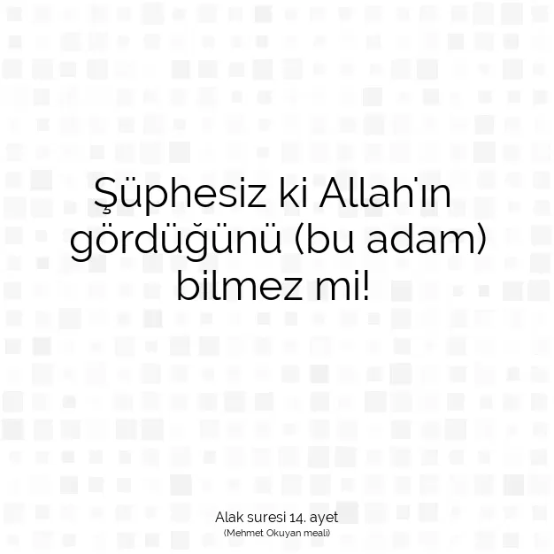 Ayetbul | Kuran Mealleri | Quran | Alak suresi 14. ayet