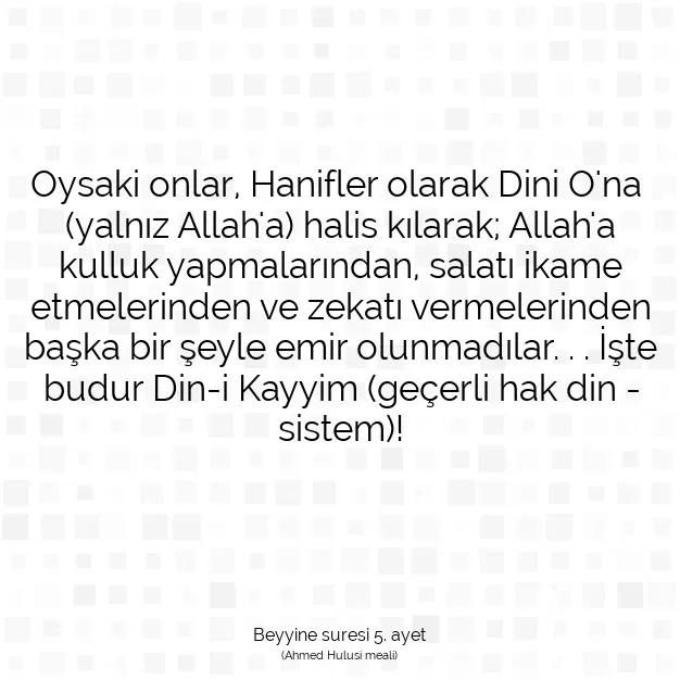 Ayetbul | Kuran Mealleri | Quran | Beyyine suresi 5. ayet